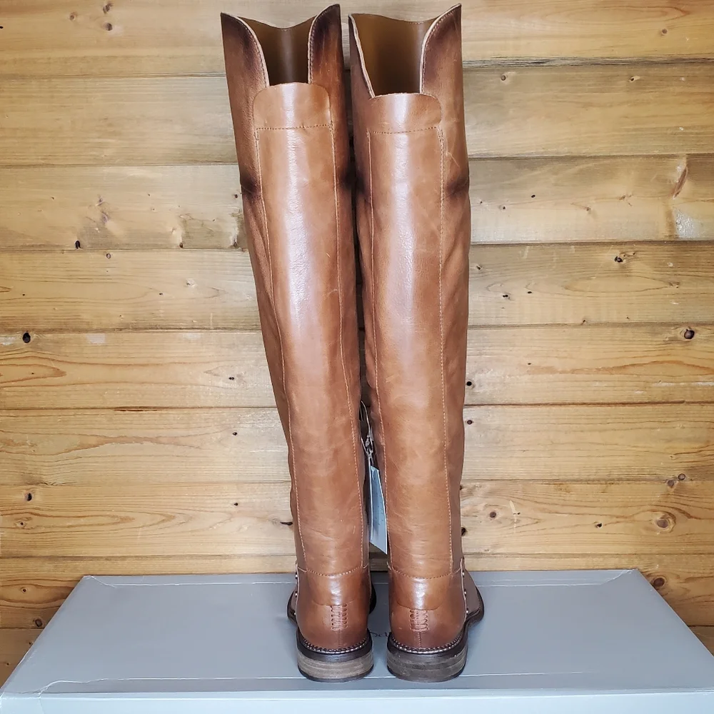 ❤ NWBOX FRANCO SARTO L-HALEEN WC, COGNAC LE Over the knee leather Size 7M